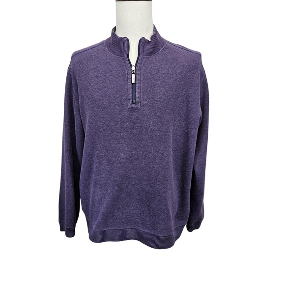 Tommy Bahama Other - Tommy Bahama Sweater Mens Large Purple Gray 1/4 Zip Reversible Mock Neck Knit